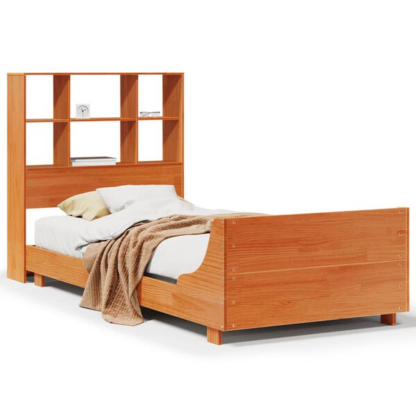vidaXL Cadre de lit sans matelas cire marron 90x190 cm bois pin massif