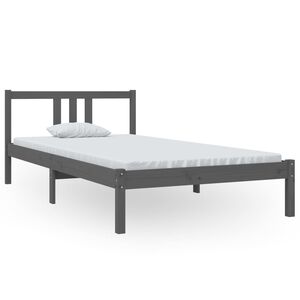 vidaXL Cadre de lit sans matelas gris bois massif 100x200 cm
