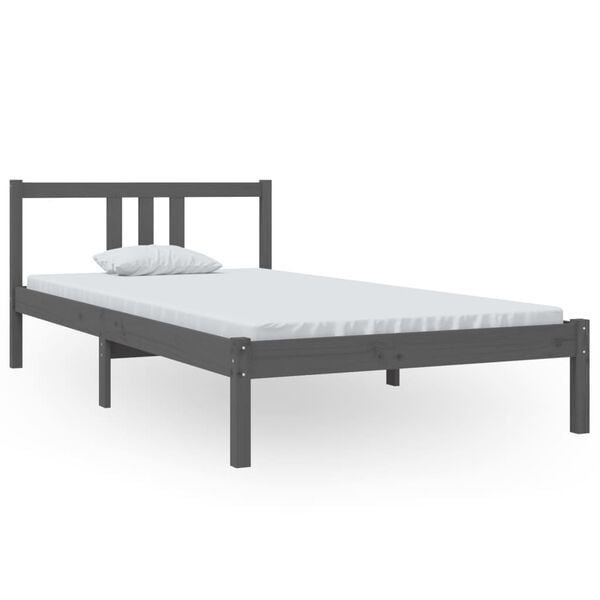vidaXL Cadre de lit sans matelas gris bois massif 100x200 cm