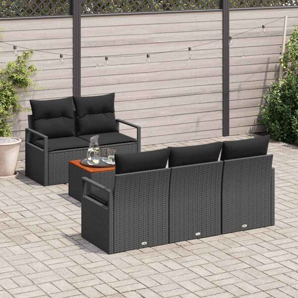 vidaXL Ensemble de canapé de jardin 6 pcs Noir