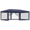 vidaXL Tente de f&ecirc;te avec 6 parois lat&eacute;rales en maille Bleu 6x4 m PEHD