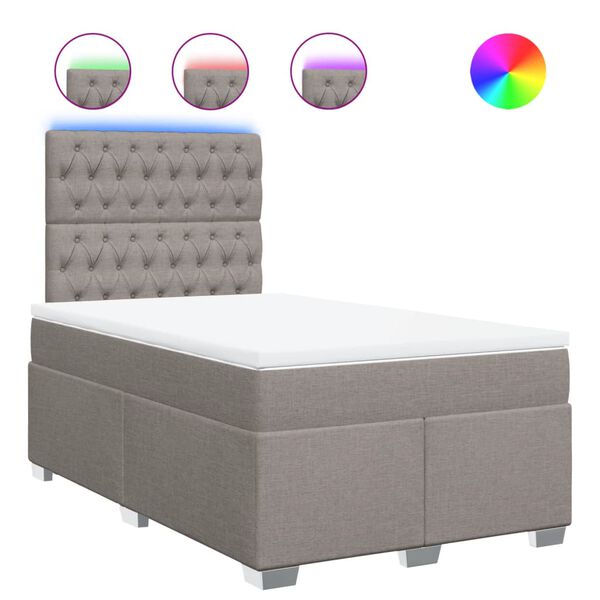 vidaXL Sommier &agrave; lattes de lit avec matelas taupe 120x190 cm tissu