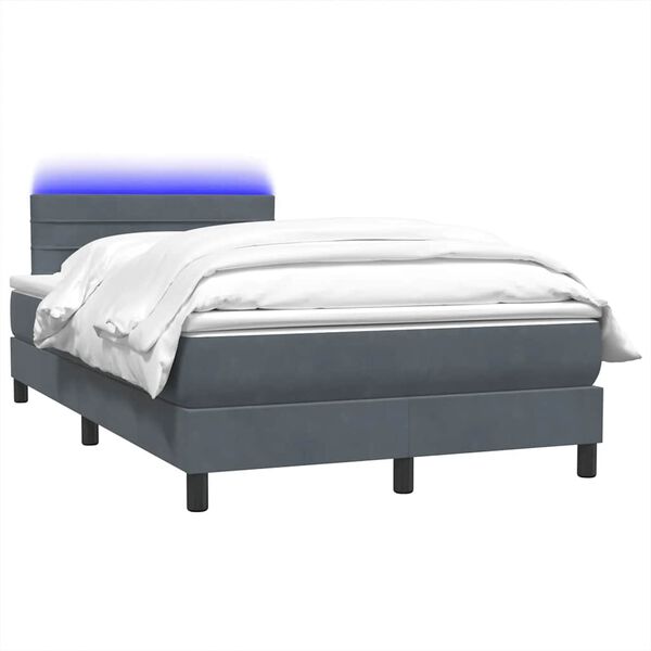vidaXL Sommier &agrave; lattes de lit et matelas et LED gris fonc&eacute; 120x220cm velours