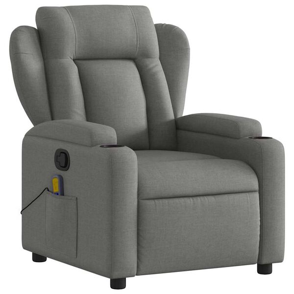 vidaXL Fauteuil de massage inclinable gris foncé tissu