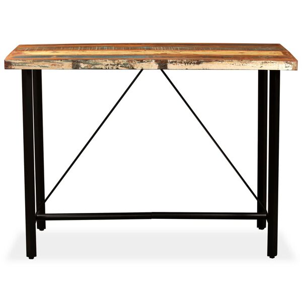 vidaXL Ensemble de bar 7 pcs Bois massif recycl&eacute; et cuir v&eacute;ritable