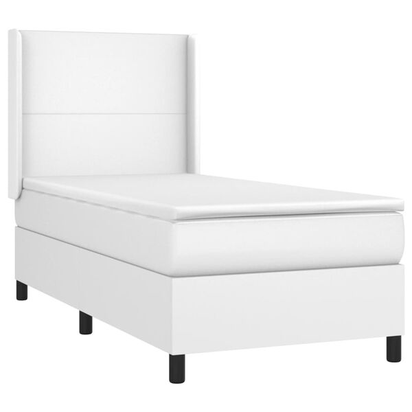 vidaXL Sommier &agrave; lattes de lit avec matelas Blanc 100x200cm Similicuir