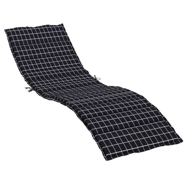 vidaXL Coussin de chaise longue motif &agrave; carreaux noir tissu oxford