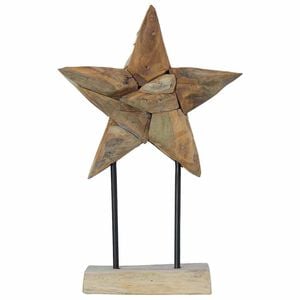 vidaXL &Eacute;toile de No&euml;l LED Marron 31 x 15 x 46 cm Bois de teck massif