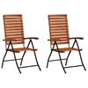 vidaXL Lot de 2 fauteuils pliants inclinables en bois d'acacia massif