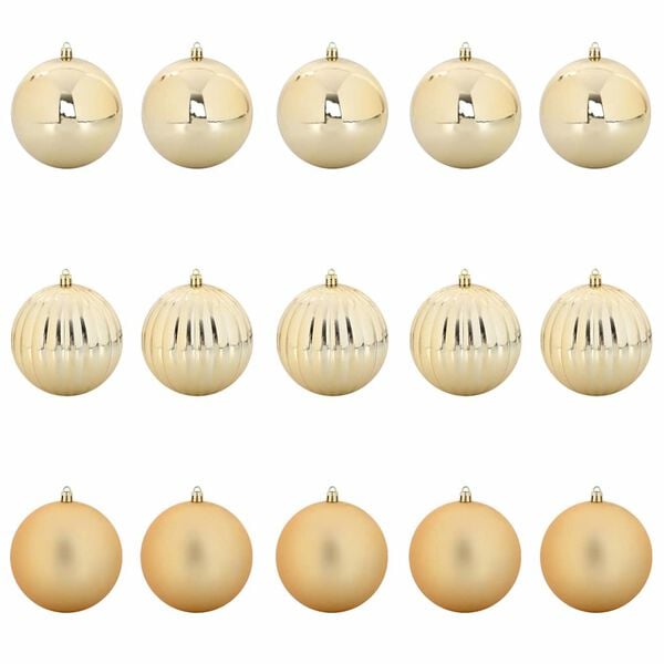 vidaXL Ensemble de Boules de Noël 15 pcs Doré Plastique
