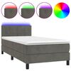 vidaXL Sommier &agrave; lattes de lit et matelas et LED Gris fonc&eacute; 80x200 cm