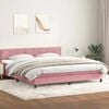 vidaXL Sommier &agrave; lattes de lit avec matelas rose 180x210 cm velours