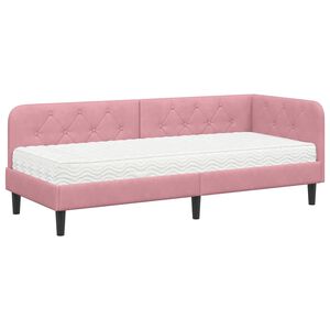 vidaXL Cadre de lit d'angle avec matelas Rose 80 x 200 cm Velours