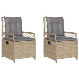vidaXL Chaises inclinables de jardin lot de 2 beige r&eacute;sine tress&eacute;e