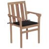 vidaXL Chaises de jardin lot de 2 et coussins noir Bois de teck massif