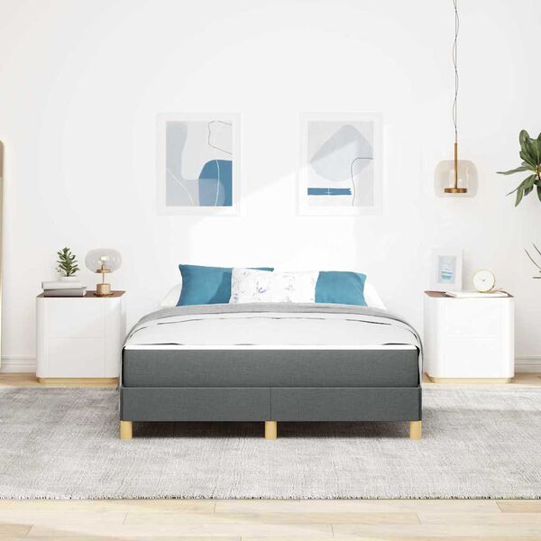 vidaXL Lit &agrave; ressorts avec matelas Gris fonc&eacute; 140 x 200 cm tissu