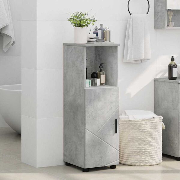 vidaXL Cabinet de salle de bain avec porte Gris b&eacute;ton 30 x 35 x 95 cm