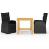 vidaXL Ensemble &agrave; manger de jardin 3 pcs Noir