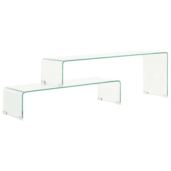 vidaXL Ensemble de table basse 2 pcs 90x30x20/110x30x40cm Verre tremp&eacute;