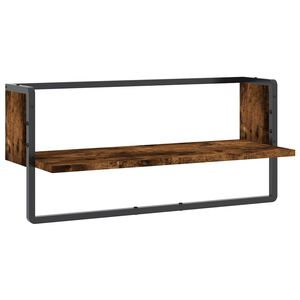 vidaXL &Eacute;tag&egrave;re murale avec barre ch&ecirc;ne fum&eacute; 65x25x30 cm