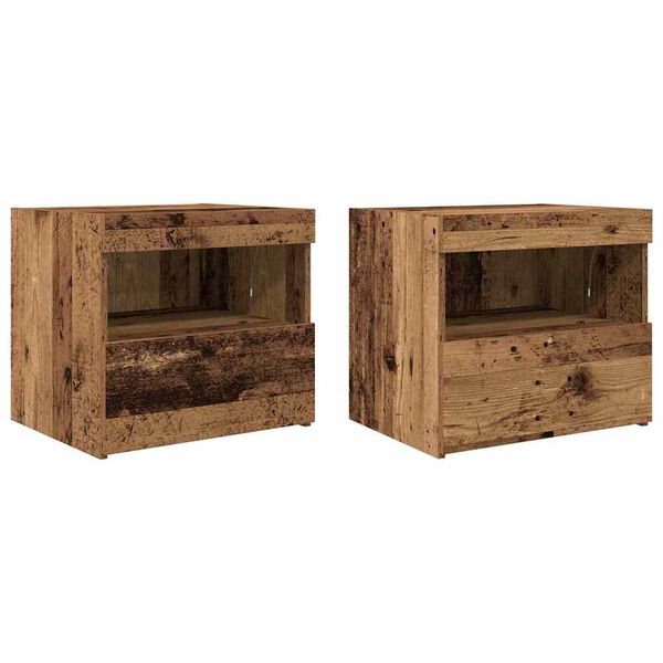 vidaXL Cabinet de chevet avec tiroir 2 pcs Bois ancien 50 x 40 x 45 cm