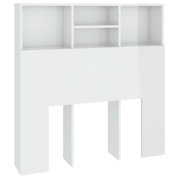 vidaXL Armoire de tête de lit Blanc brillant 100x19x103,5 cm