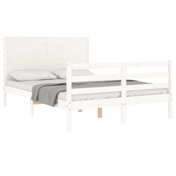 vidaXL Cadre de lit sans matelas blanc 140x200 cm bois massif