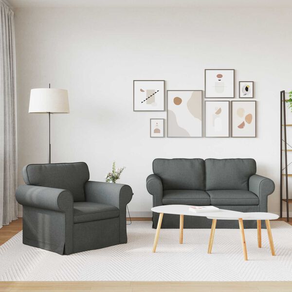 vidaXL Canap&eacute; 2 pcs Gris fonc&eacute; 155 x 82 x 80 cm tissu