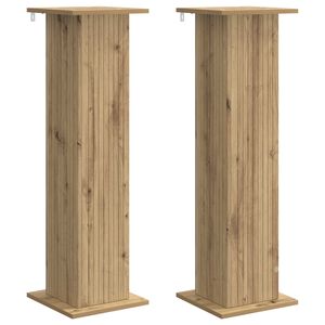 vidaXL Support de Plante 2 pcs Ch&ecirc;ne artisanal 30,5 x 30 x 100,5 cm