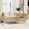 vidaXL Salon de jardin avec coussins 5 pcs beige r&eacute;sine tress&eacute;e