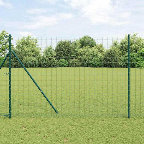vidaXL Poteaux de clôture 2 pcs Vert Acier peint par poudre