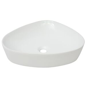 vidaXL &Eacute;vier triangulaire C&eacute;ramique Blanc 50,5 x 41 x 12 cm