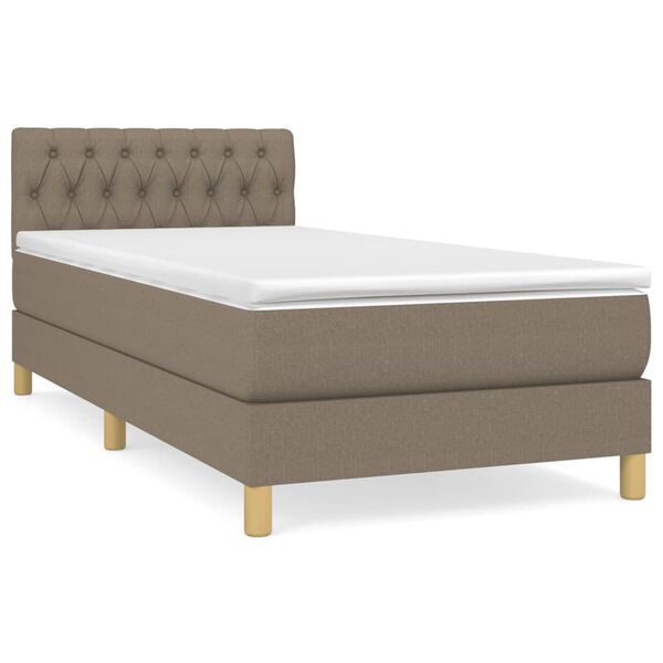 vidaXL Sommier &agrave; lattes de lit avec matelas Taupe 90x200 cm Tissu