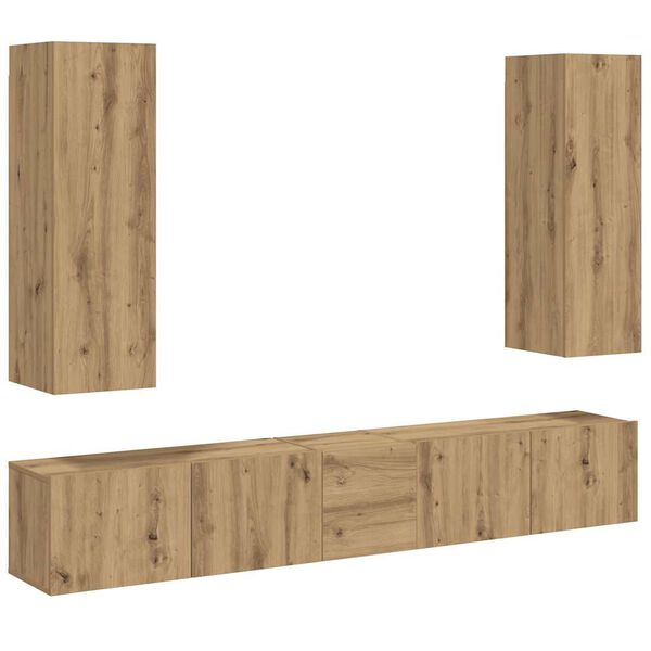 vidaXL Meubles TV muraux 5 pcs ch&ecirc;ne artisanal bois d'ing&eacute;nierie