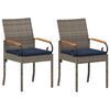vidaXL Chaises de jardin 2 pc Gris et bleu marine