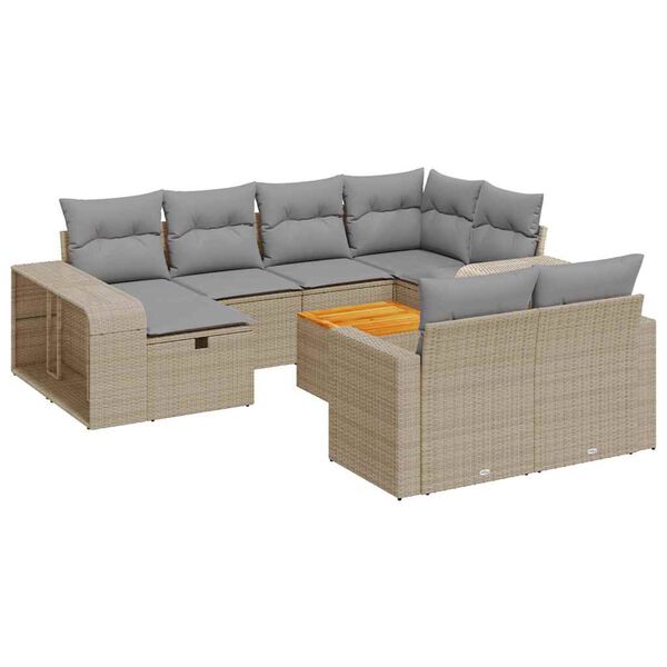 vidaXL Salon de jardin 11 pcs avec coussins beige r&eacute;sine tress&eacute;e