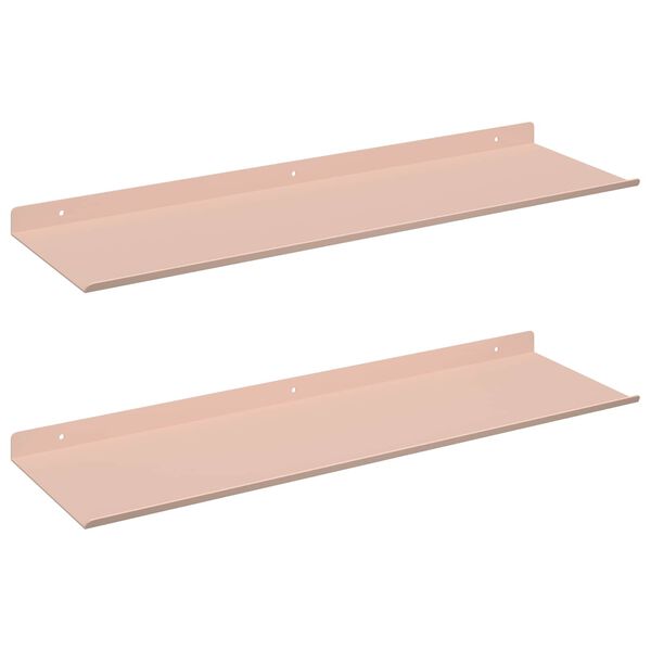 vidaXL &Eacute;tag&egrave;re flottante 2 pcs Rose 60 x 18 x 2,5 cm Acier