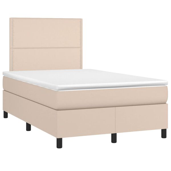vidaXL Sommier &agrave; lattes de lit matelas cappuccino 120x190cm similicuir