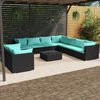 vidaXL Salon de jardin 10 pcs avec coussins noir r&eacute;sine tress&eacute;e