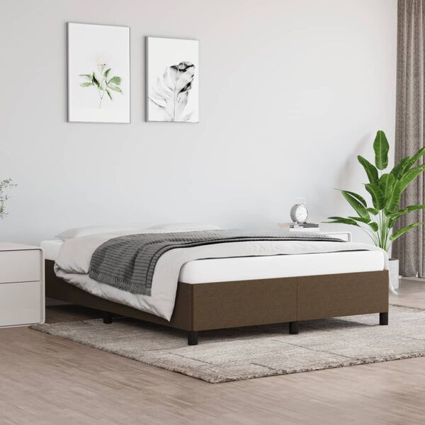 vidaXL Cadre de lit sans matelas marron fonc&eacute; 140x190 cm tissu