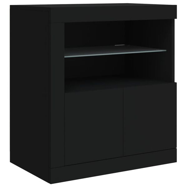 vidaXL Buffet avec lumières LED noir 60,5x37x67 cm
