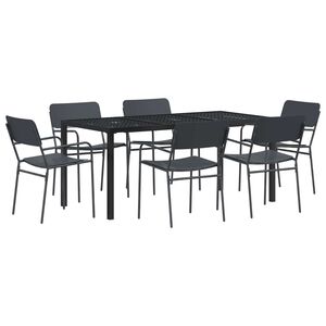 vidaXL Ensemble de meubles d'ext&eacute;rieur 7 pc Anthracite Acier