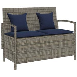 VidaXL Banc de rangement de jardin avec coussin gris r&eacute;sine tress&eacute;e