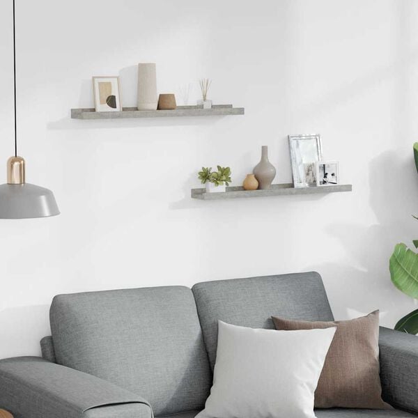 vidaXL &Eacute;tag&egrave;res murales 2 pcs Gris b&eacute;ton 60x9x3 cm