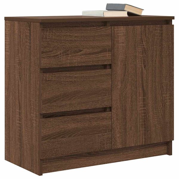 vidaXL Buffet avec tiroir chêne brun 71x35x65 cm bois d'ingénierie