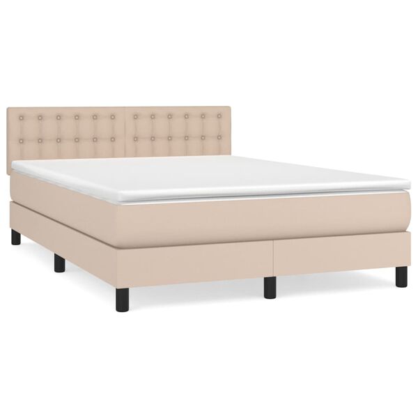vidaXL Sommier &agrave; lattes de lit avec matelas Cappuccino 140x190 cm