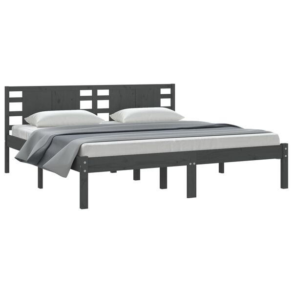 vidaXL Cadre de lit sans matelas gris 200x200 cm bois massif de pin
