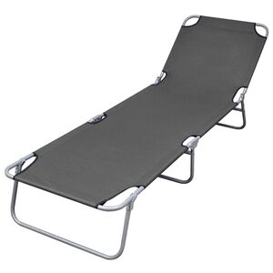 vidaXL Chaise longue pliable avec dossier r&eacute;glable Gris