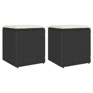 vidaXL Tabourets jardin coussins 2 pcs noir 40x40x43 cm résine tressée
