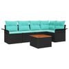 vidaXL Ensemble de canap&eacute; de jardin avec coussin 6 pcs Noir polyrotin